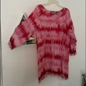 Tie dye fringe trim tunic only worn twice.  EUC